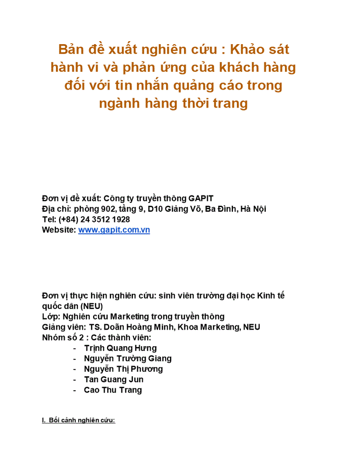 Khảo sát hành vi và phản ứng của khách hàng đối với tin nhắn quảng cáo trong ngành hàng thời trang