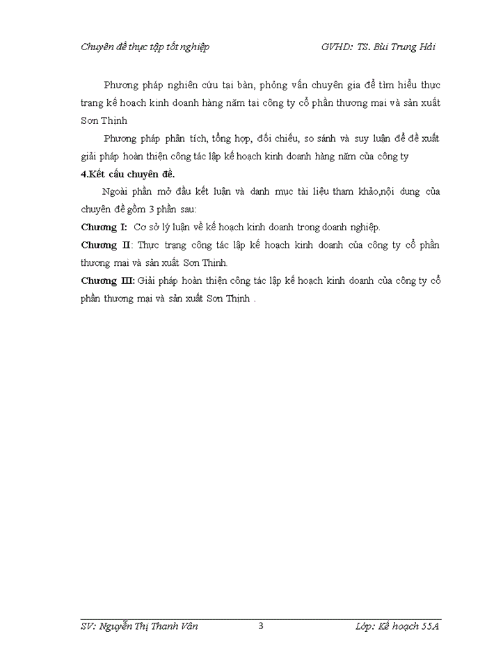 image for page Hoàn thiện công tác lập kế hoạch kinh doanh của công ty Cổ phần và thương mại Sơn Thịnh