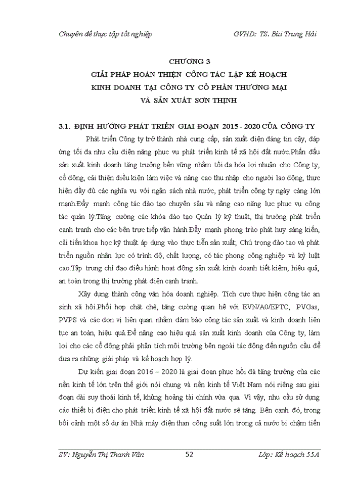 image for page Hoàn thiện công tác lập kế hoạch kinh doanh của công ty Cổ phần và thương mại Sơn Thịnh