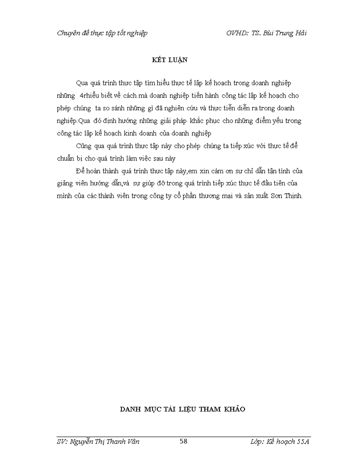 image for page Hoàn thiện công tác lập kế hoạch kinh doanh của công ty Cổ phần và thương mại Sơn Thịnh