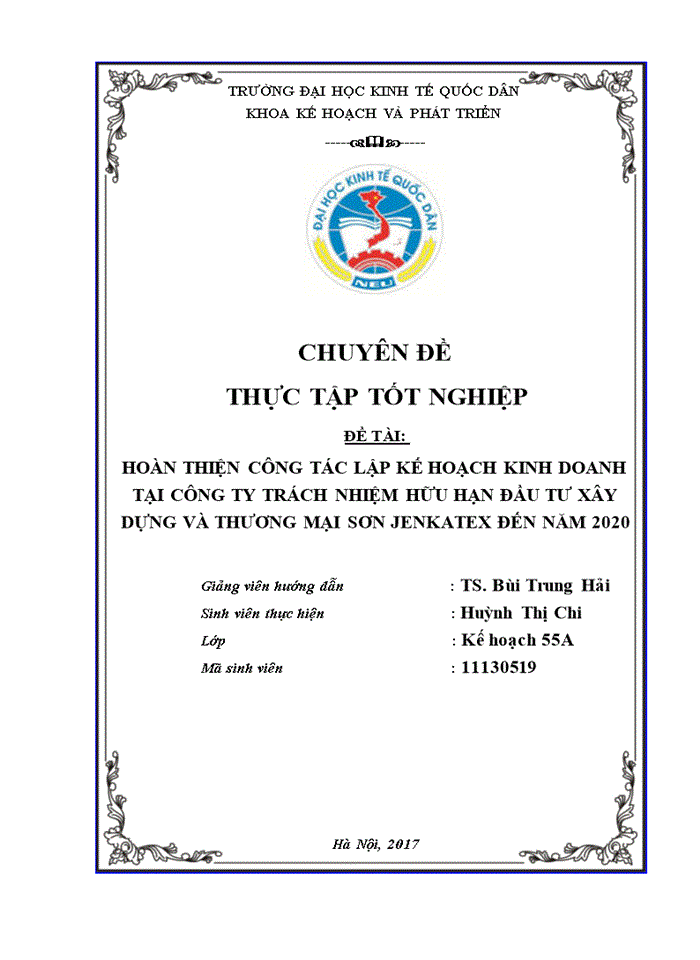 image for page Hoàn thiện công tác lập kế hoạch kinh doanh tại Công ty TNHH Đầu tư xây dựng và Thương mại sơn Jenkatex đến năm 2020