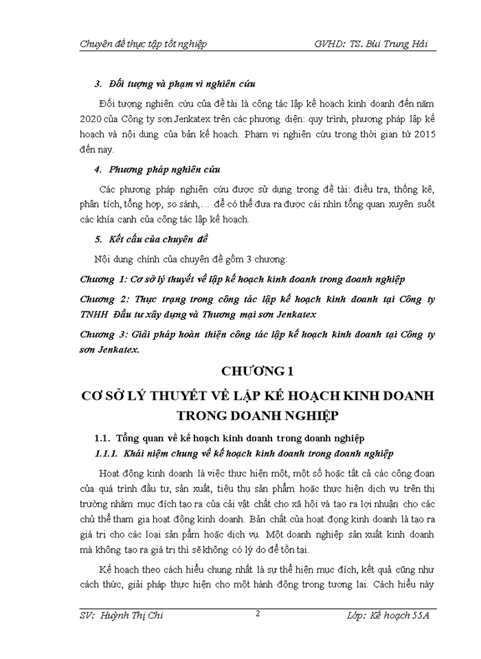 image for page Hoàn thiện công tác lập kế hoạch kinh doanh tại Công ty TNHH Đầu tư xây dựng và Thương mại sơn Jenkatex đến năm 2020