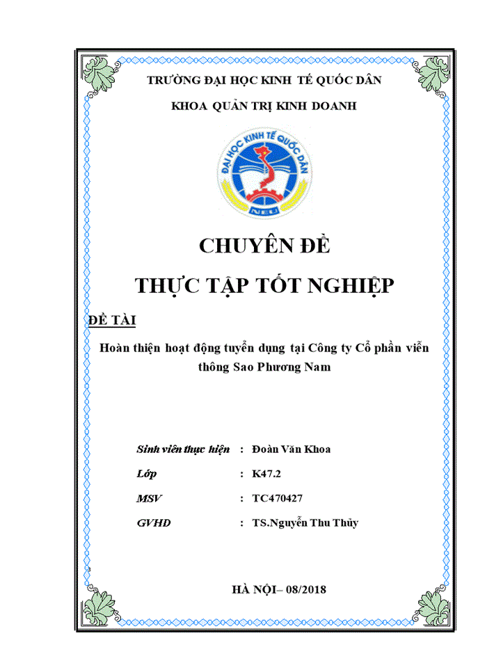 image for page Hoàn thiện hoạt động tuyển dụng tại Công ty Cổ phần viễn thông Sao Phương Nam