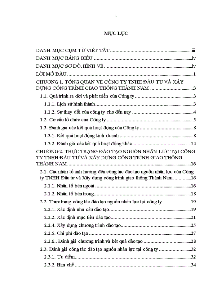 image for page Công tác đào tạo nguồn nhân lực tại Công ty TNHH Đầu tư và Xây dựng công trình giao thông Thành Nam