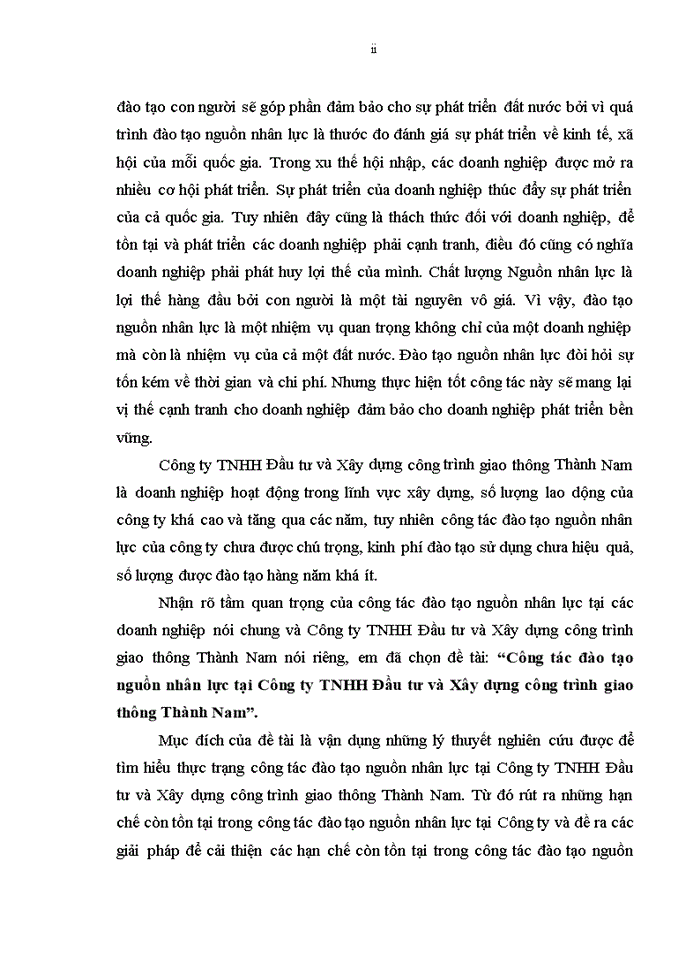 image for page Công tác đào tạo nguồn nhân lực tại Công ty TNHH Đầu tư và Xây dựng công trình giao thông Thành Nam