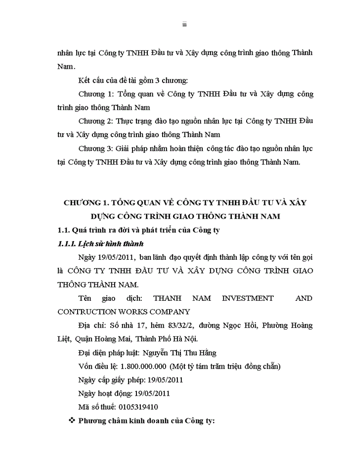 image for page Công tác đào tạo nguồn nhân lực tại Công ty TNHH Đầu tư và Xây dựng công trình giao thông Thành Nam