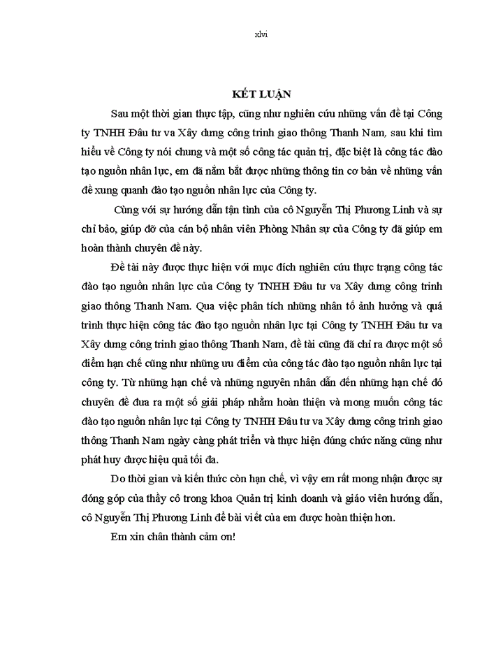 image for page Công tác đào tạo nguồn nhân lực tại Công ty TNHH Đầu tư và Xây dựng công trình giao thông Thành Nam