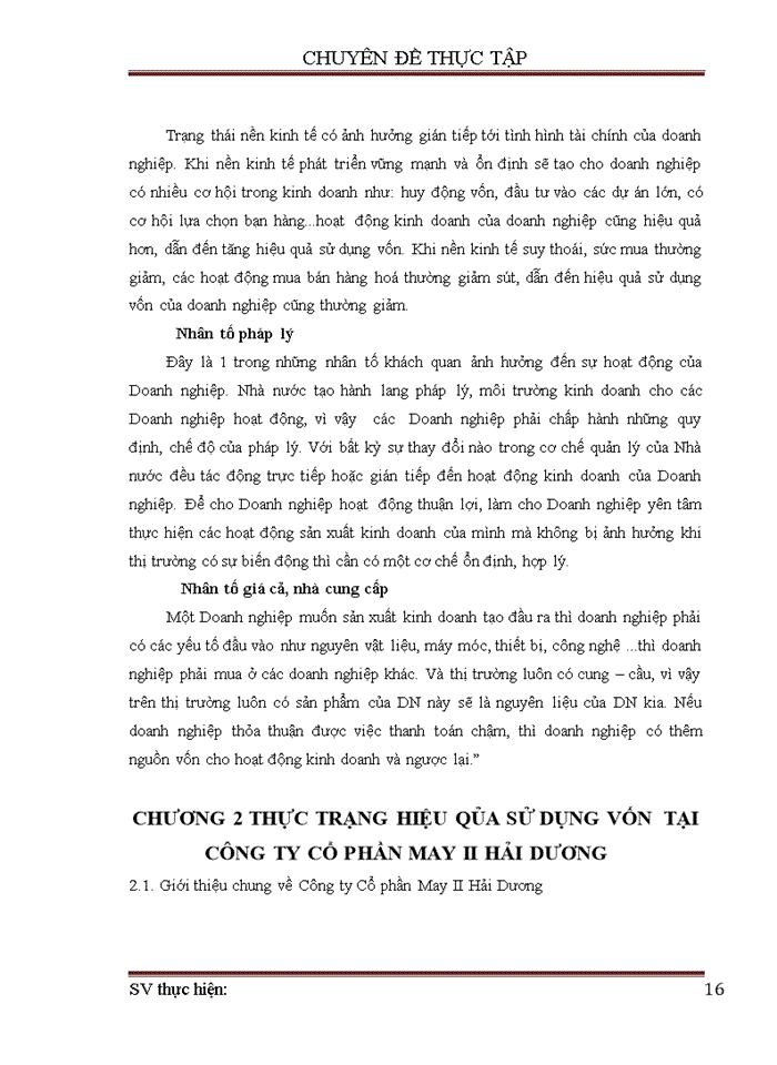 image for page Nâng cao hiệu quả sử dụng vốn tại Công ty Cổ phần May II Hải Dương