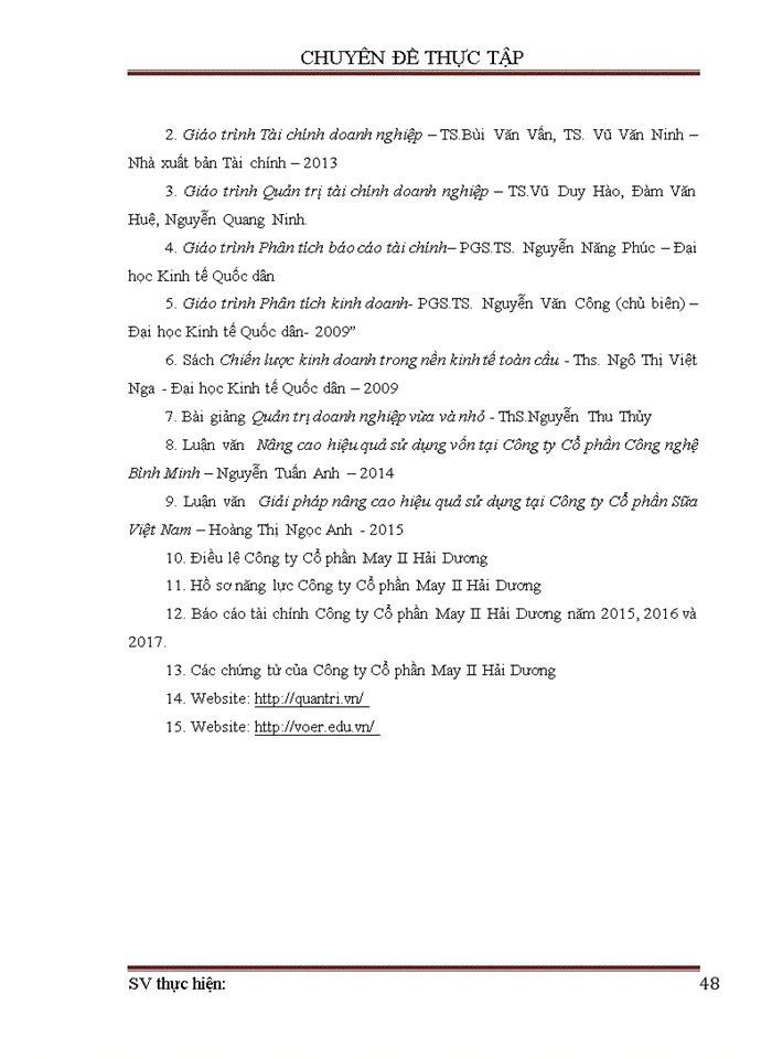 image for page Nâng cao hiệu quả sử dụng vốn tại Công ty Cổ phần May II Hải Dương