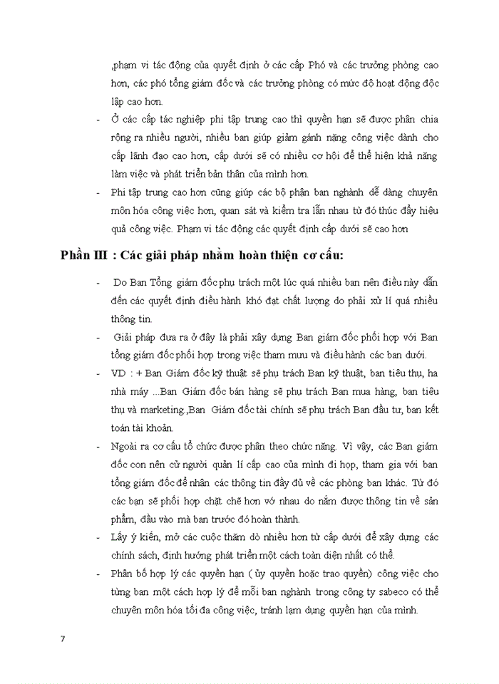 image for page Phân tích cơ cấu tổ chức của công ty Sabeco theo tính chất: tập trung và phi tập trung