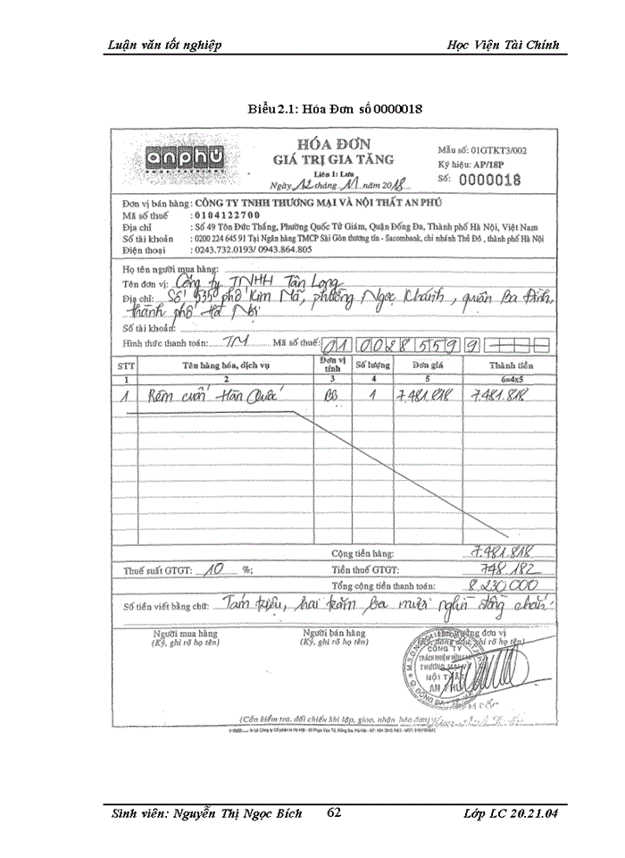 image for page Hoàn thiện công tác kế toán bán hàng và xác định kết quả kinh doanh tại Công ty TNHH Thương mại và nội thất An Phú