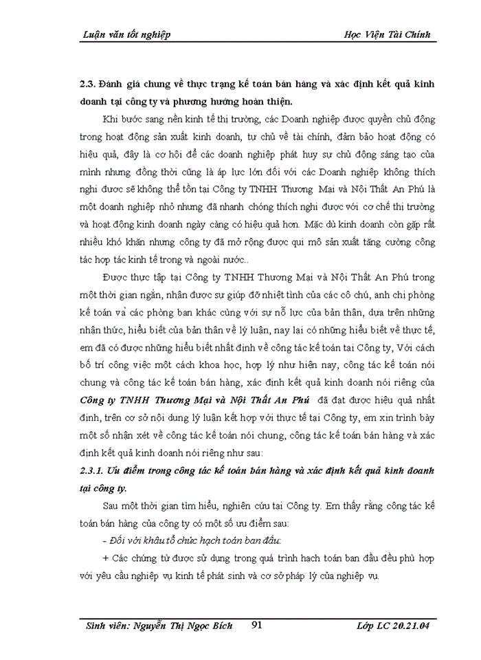 image for page Hoàn thiện công tác kế toán bán hàng và xác định kết quả kinh doanh tại Công ty TNHH Thương mại và nội thất An Phú