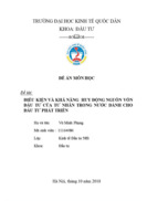 Điều kiện và khả năng huy động nguồn vốn đầu tư của tư nhân trong nước cho đầu tư phát triển.