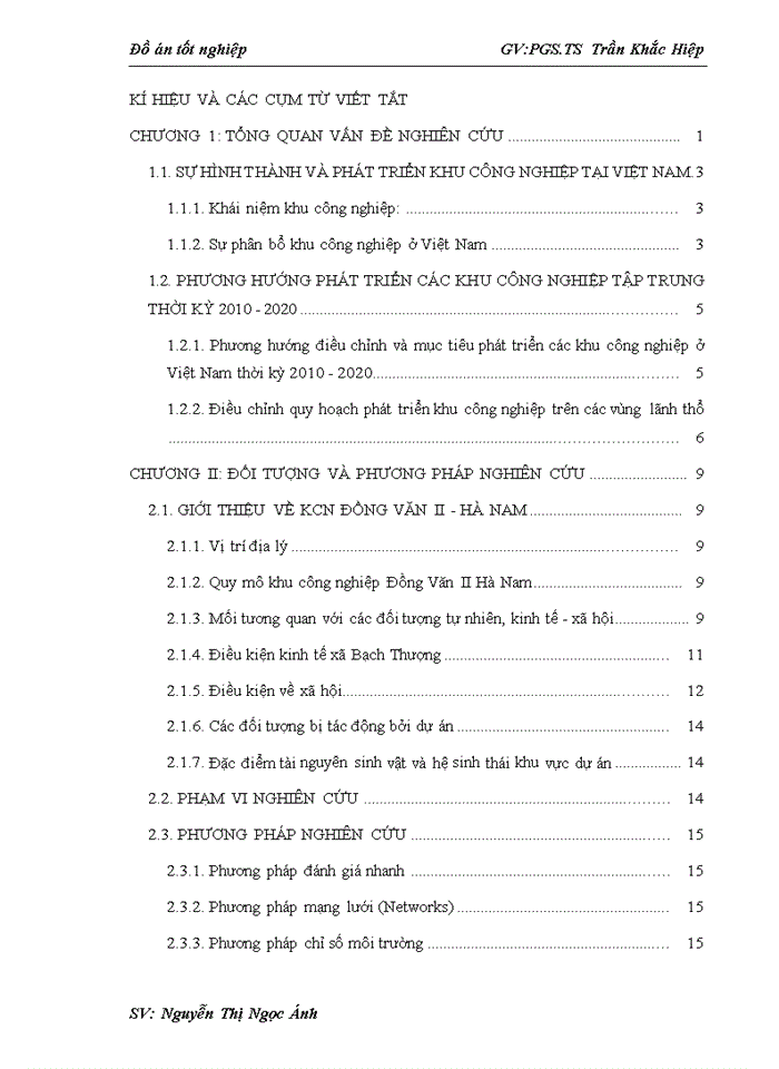 Đánh giá hiện trạng môi trường khu công nghiệp đồng văn ii tỉnh hà nam và đề xuất giải pháp bảo vệ môi trường