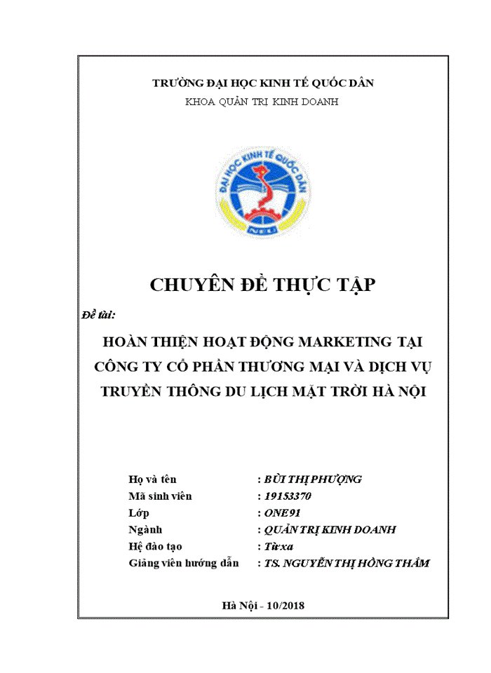 image for page Hoàn thiện hoạt động Marketing tại Công ty Cổ phần Thương mại và Dịch vụ Truyền thông Du lịch Mặt trời Hà Nội