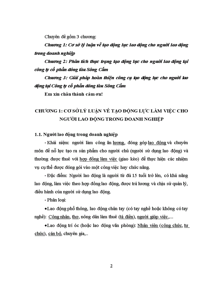 image for page Tạo động lực làm việc cho người lao động tại công ty cổ phần Sông Cấm