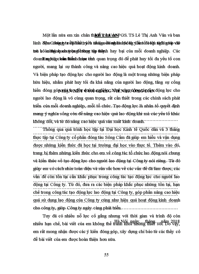 image for page Tạo động lực làm việc cho người lao động tại công ty cổ phần Sông Cấm