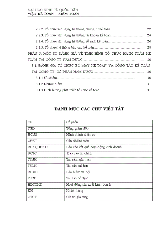 Một số đánh giá về tình hình tổ chức hạch toán kế toán tại công ty cổ pần Nam Dược