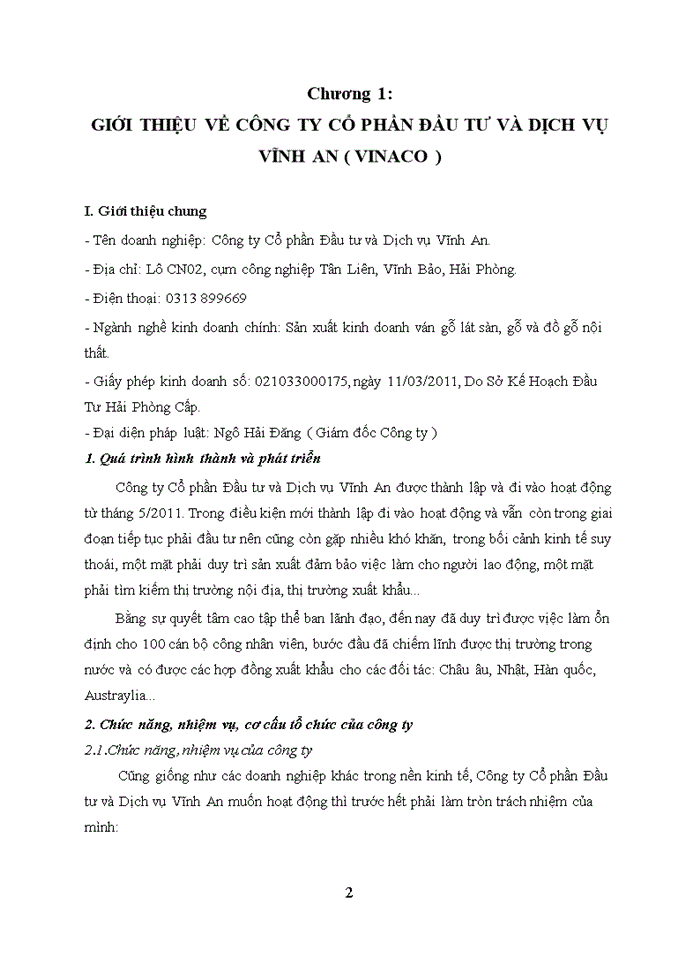 image for page Thực trạng hoạt động kinh doanh của Công ty Cổ phần Đầu tư và dịch vụ Vĩnh An.