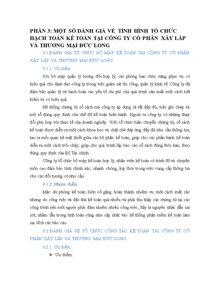 image for page Một số dánh giá về  tình hình tổ chức hạch toán kế toán tại công ty cổ phần  xây lắp và thương mại đức long
