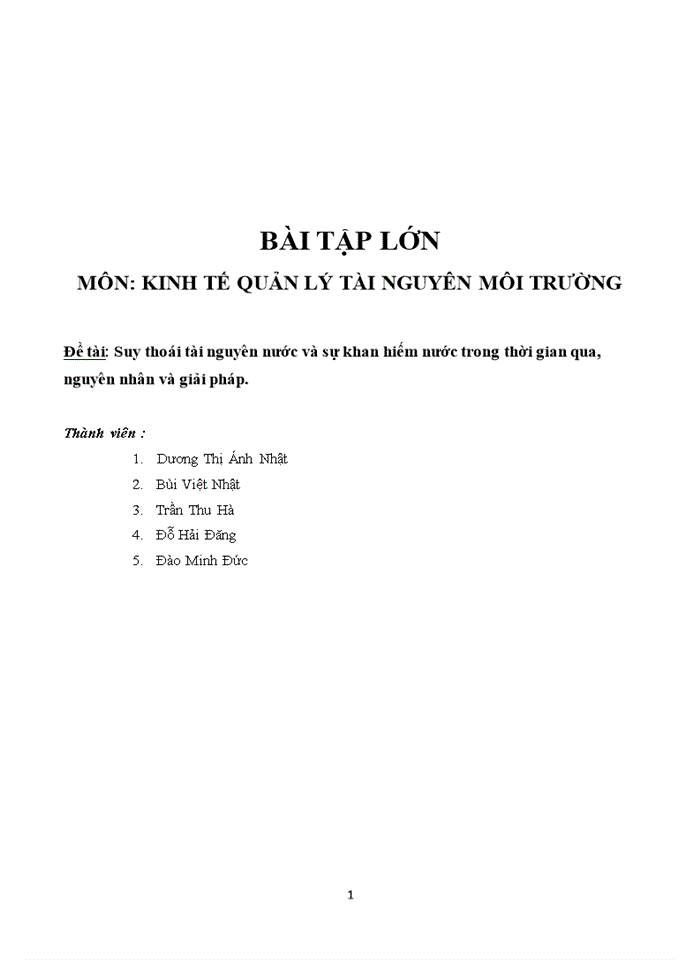 image for page Suy thoái tài nguyên nước và sự khan hiếm nước trong thời gian qua, nguyên nhân và giải pháp.