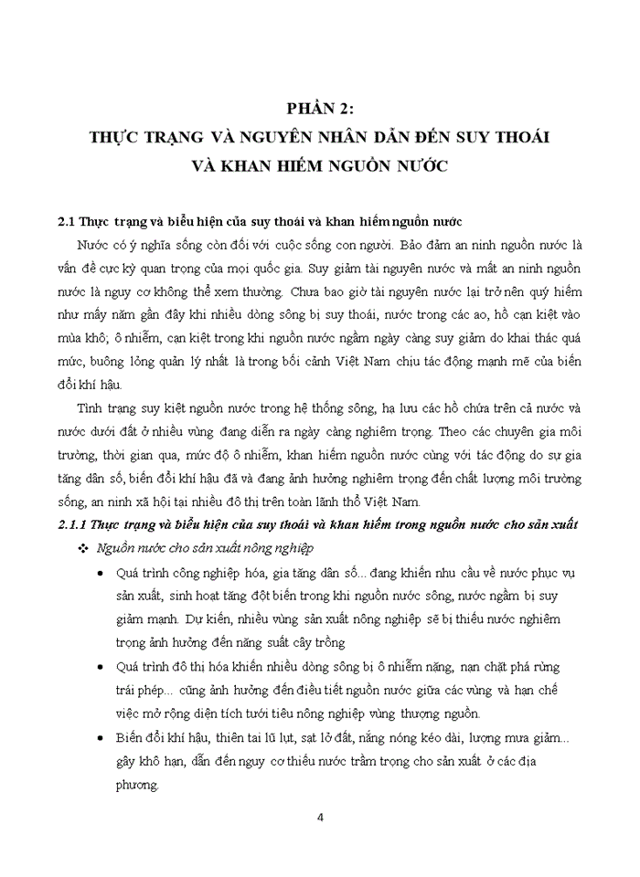 image for page Suy thoái tài nguyên nước và sự khan hiếm nước trong thời gian qua, nguyên nhân và giải pháp.