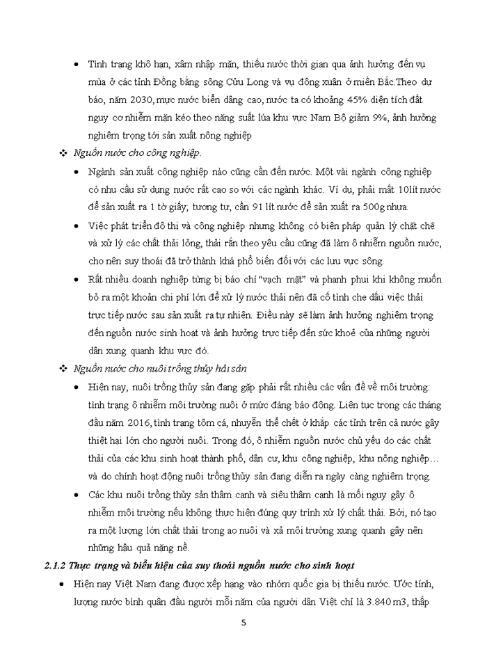 image for page Suy thoái tài nguyên nước và sự khan hiếm nước trong thời gian qua, nguyên nhân và giải pháp.