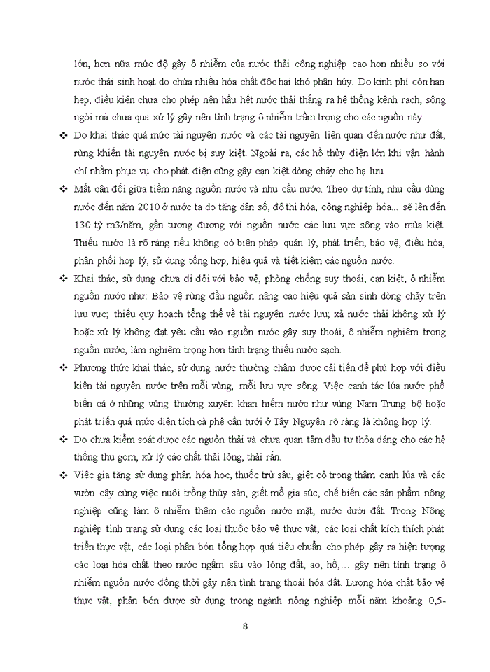 image for page Suy thoái tài nguyên nước và sự khan hiếm nước trong thời gian qua, nguyên nhân và giải pháp.