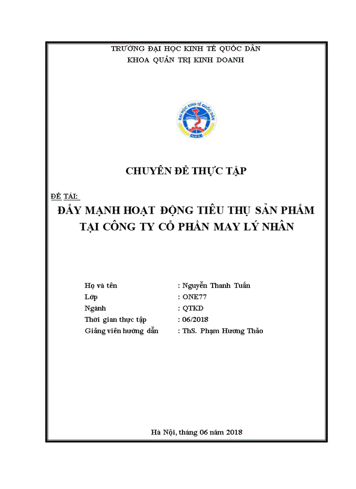 image for page Đẩy mạnh hoạt động tiêu thụ sản phẩm tại Công ty Cổ phần May Lý Nhân