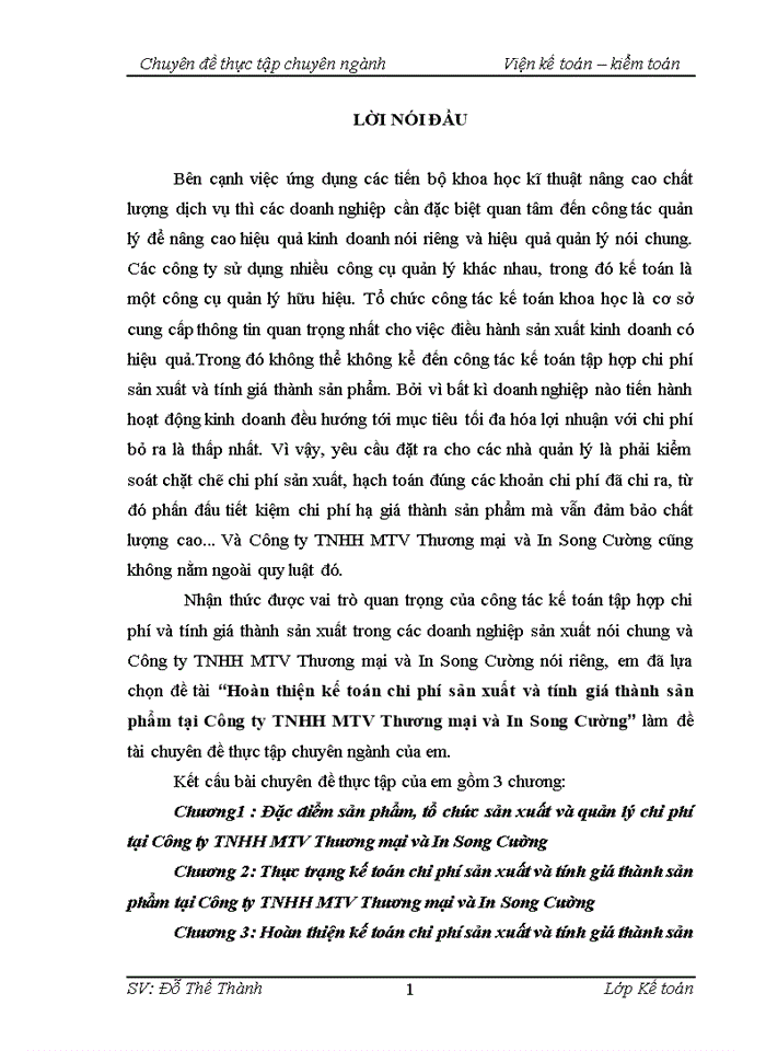 image for page Hoàn thiện kế toán chi phí sản xuất và tính giá thành sản phẩm tại Công ty TNHH MTV Thương mại và In Song Cường