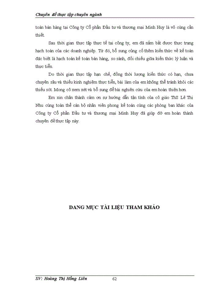 image for page Hoàn thiện  kế toán bán hàng tại Công ty Cổ phần Đầu tư và thương mại Minh Huy