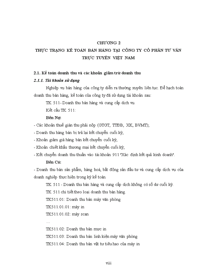 image for page Hoàn thiện kế toán bán hàng tại Công ty Cổ phần Tư vấn trực tuyến Việt Nam