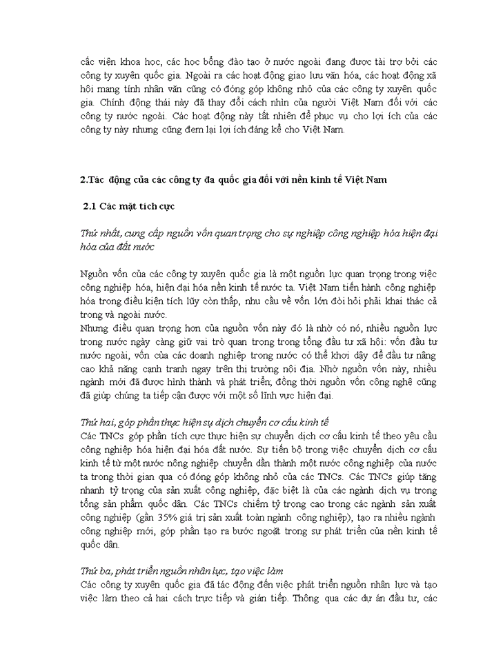 image for page Thực trạng và giải pháp thu hút, quản lý nguồn vốn đầu tư của các công ty đa quốc gia tại việt nam