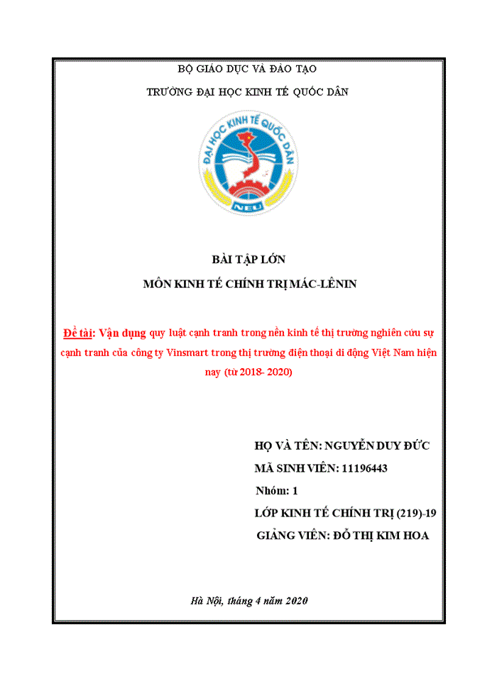 image for page Vận dụng quy luật cạnh tranh trong nền kinh tế thị trường nghiên cứu sự cạnh tranh của công ty Vinsmart trong thị trường điện thoại di động Việt Nam hiện nay (từ 2018- 2020)