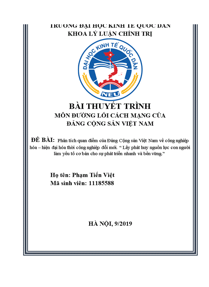 image for page Phân tích quan điểm của Đảng Cộng sản Việt Nam về công nghiệp hóa – hiện đại hóa thời công nghiệp đổi mới