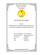 Giải pháp nâng cao chất lượng tín dụng tại Ngân hàng Nông nghiệp và Phát triển Nông thôn Chi nhánh Đông Anh