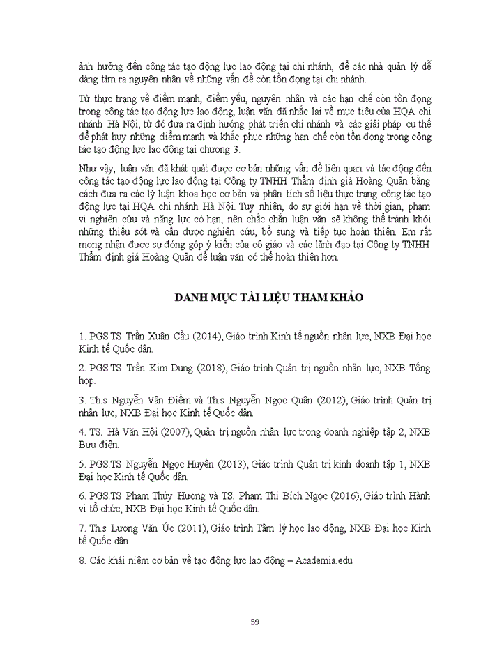 image for page Hoàn thiện công tác tạo động lực lao động tại Công ty TNHH Thẩm định giá Hoàng Quân chi nhánh Hà Nội