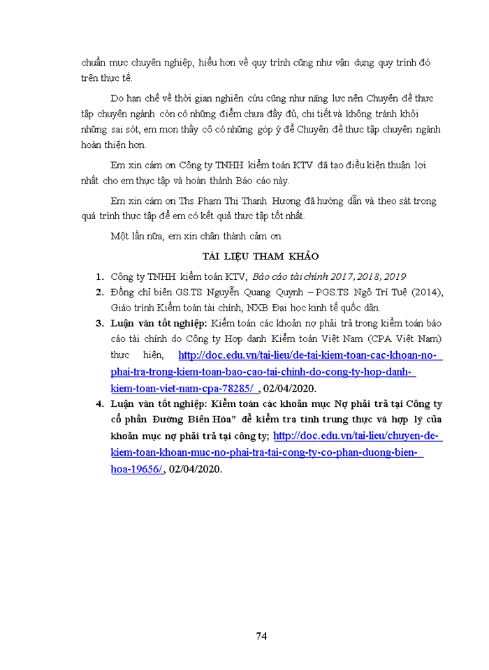 image for page Kiểm toán khoản mục nợ phải trả người bán trong quy trình kiểm toán báo cáo tài chính do Công ty TNHH Kiểm toán KTV thực hiện