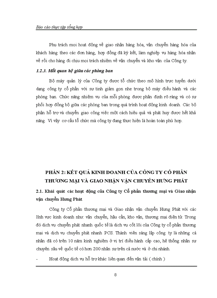 image for page Hoạt động sản xuất kinh doanh của Công ty Cổ phần thương mại và Giao nhận vận chuyển Hưng Phát giai đoạn 2014 – 2018