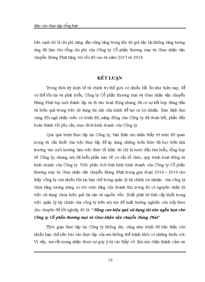 image for page Hoạt động sản xuất kinh doanh của Công ty Cổ phần thương mại và Giao nhận vận chuyển Hưng Phát giai đoạn 2014 – 2018