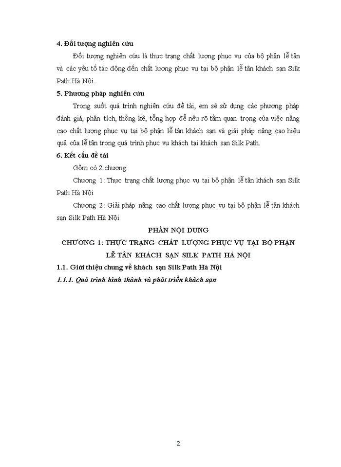 image for page Nâng cao chất lượng phục vụ tại bộ phận lễ tân của khách sạn Silk Path Hà Nội