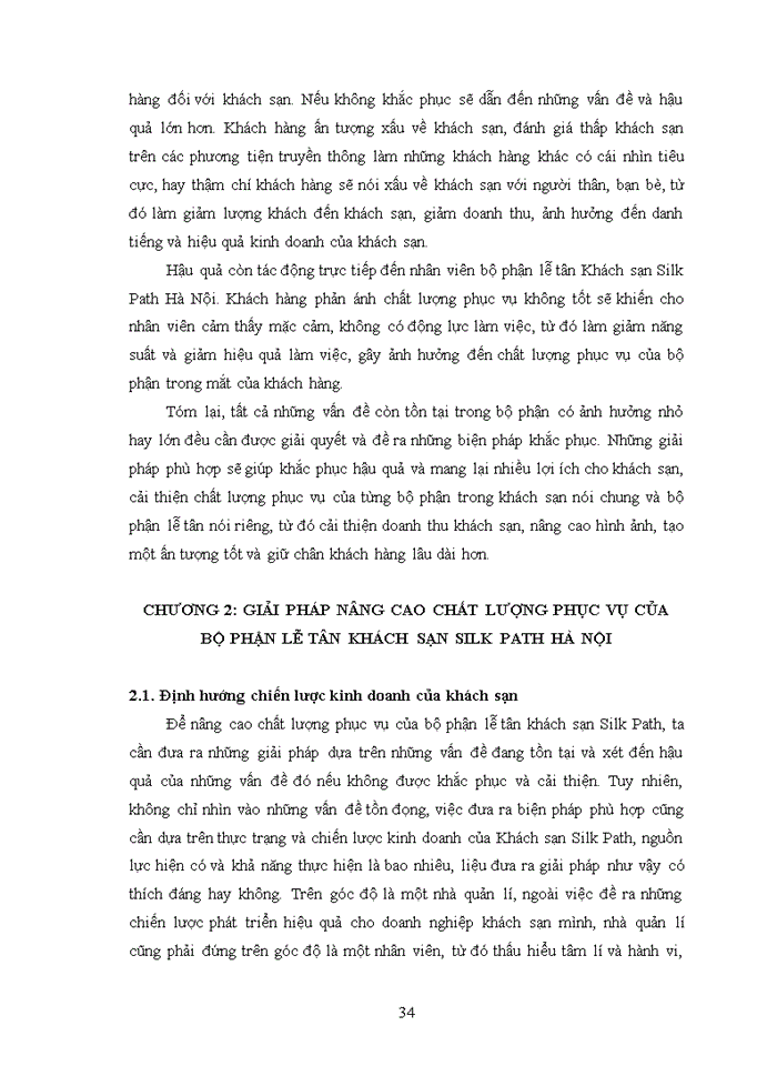 image for page Nâng cao chất lượng phục vụ tại bộ phận lễ tân của khách sạn Silk Path Hà Nội