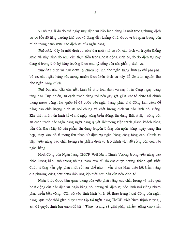 image for page Nâng cao  chất lượng hoạt động bảo lãnh tại Ngân hàng TMCP Việt Nam Thịnh Vượng
