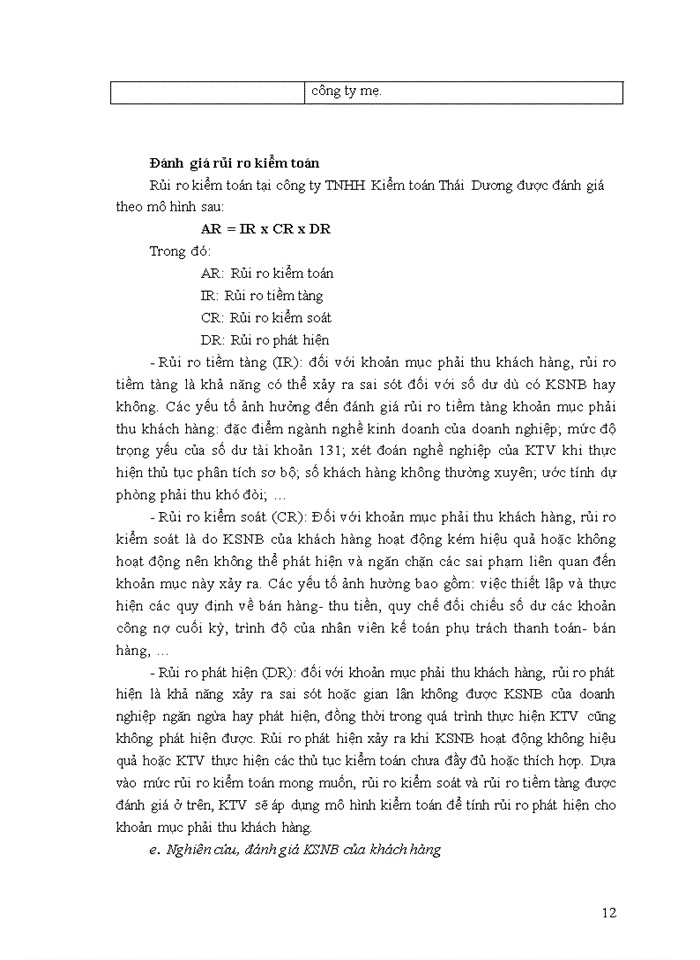 image for page Hoàn thiện chu trình kiểm toán khoản mục phải thu khách hàng tại công ty TNHH Kiểm toán Thái Dương