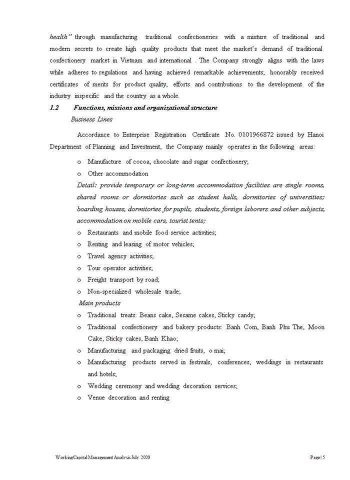 image for page Strenghthening working capital management at Bao Minh Confectionary Joint Stock Company