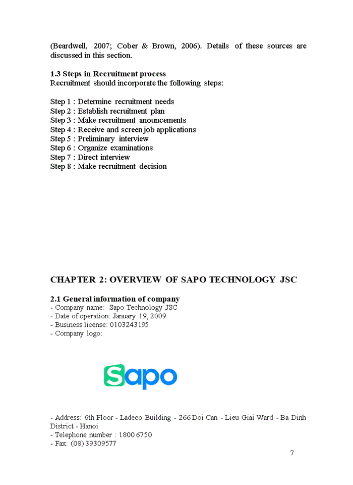 image for page The process of recruitment at sapo technology joint stock company