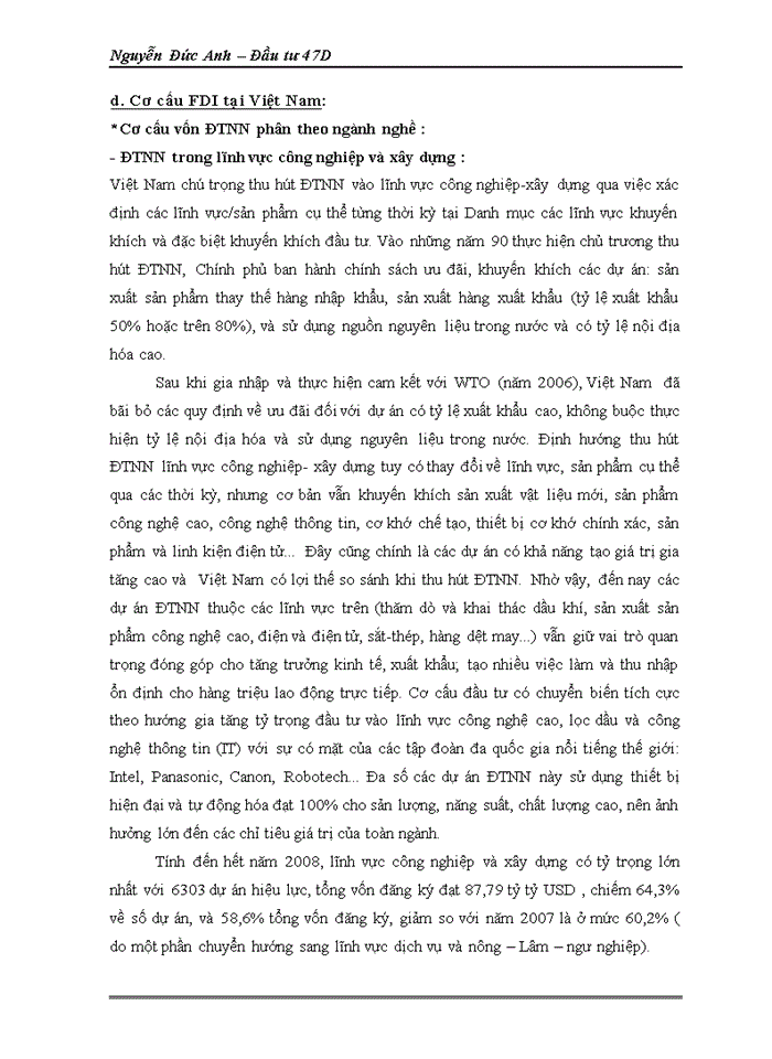 Thực trạng FDI của Nhật Bản ở Việt Nam từ năm 1988-2008