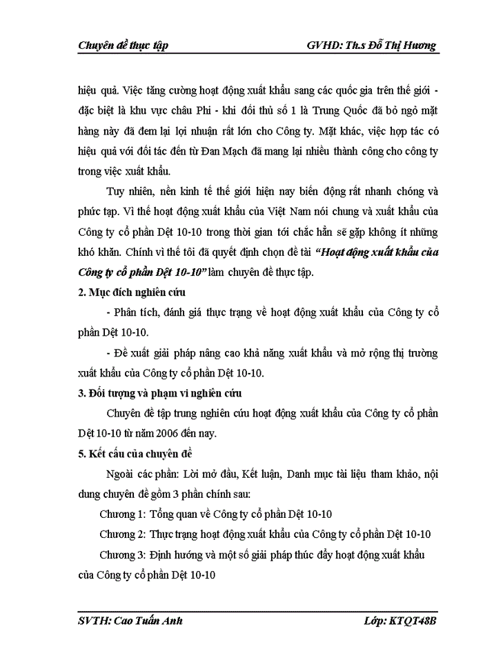 image for page Hoạt động xuất khẩu của Công ty cổ phần Dệt 10-10