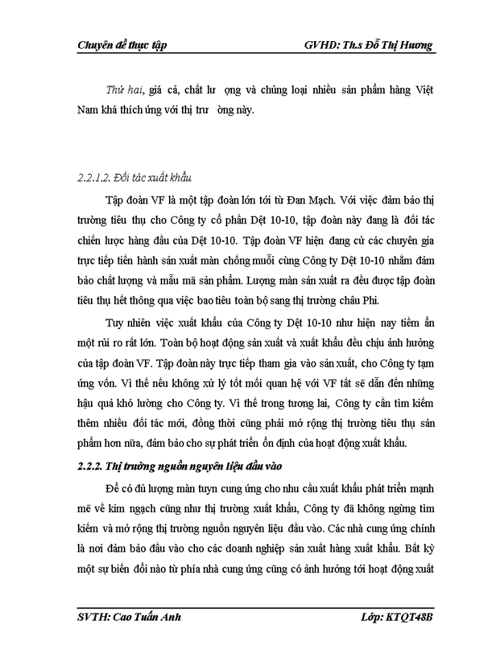 image for page Hoạt động xuất khẩu của Công ty cổ phần Dệt 10-10