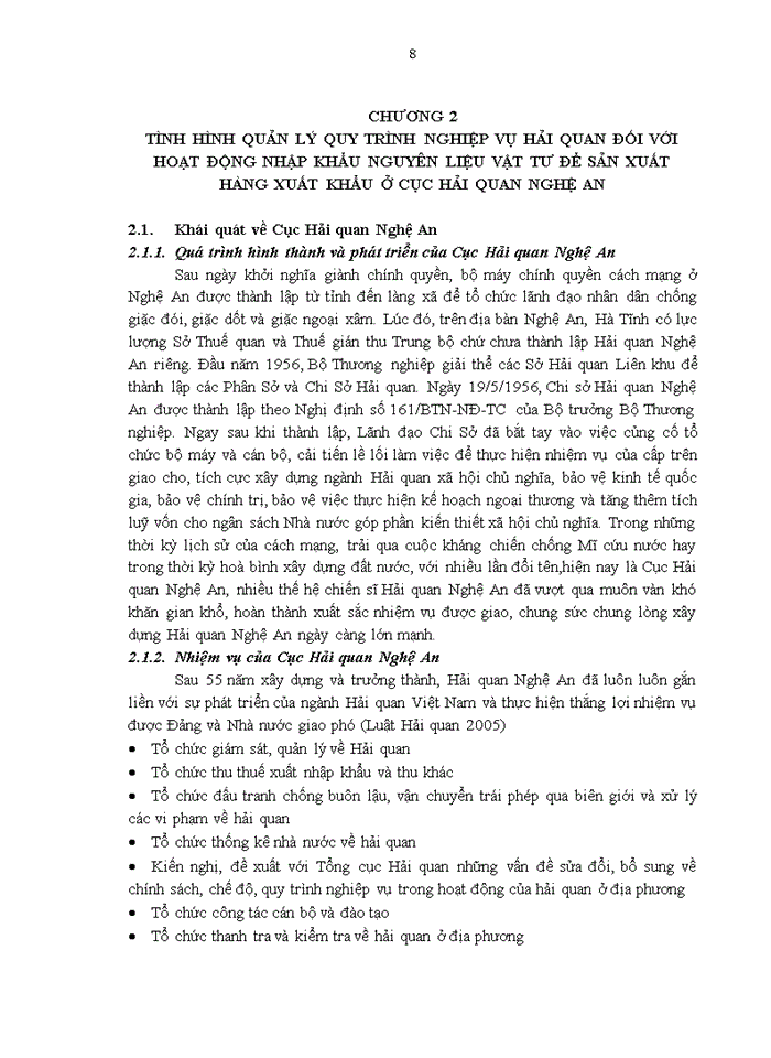 image for page Hoàn thiện quy trình nghiệp vụ hải quan đối với hoạt động nhập khẩu nguyên liệu, vật tư để sản xuất hàng xuất khẩu ở Cục Hải quan Nghệ An